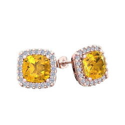 18.40 Carats Citrine And Diamond Stud Earring Rose Gold 14K