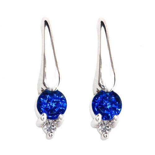 2.40 Carats Ceylon Sapphire And Diamond Women Stud Earring - Gemstone Earring-harrychadent.ca