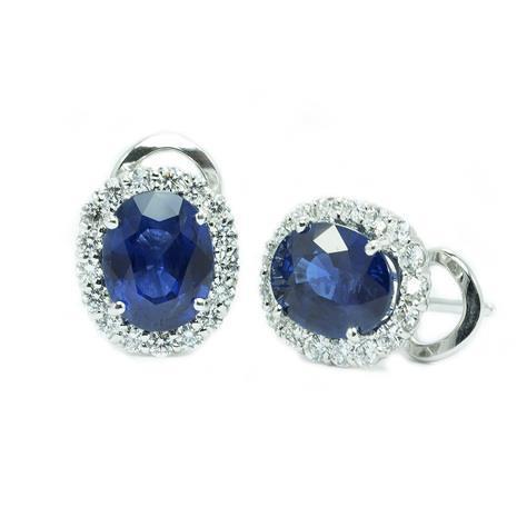 2.44 Carats Oval Sri Lanka Sapphire And Diamond Earring Jewelry - Gemstone Earring-harrychadent.ca