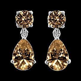 2.50 Ct Brown Pear & Round Diamonds Dangle Earrings - Gemstone Earring-harrychadent.ca