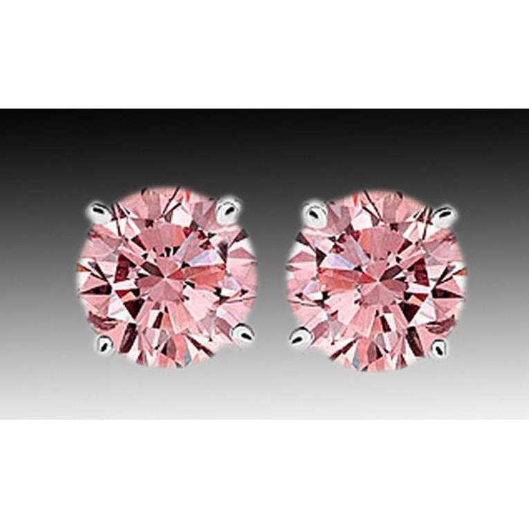 2.51 Carats Pink Sapphire Stud Earrings Round - Gemstone Earring-harrychadent.ca