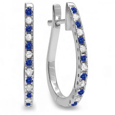 2.60 Ct Ceylon Sapphire And Diamond Hoop Earrings - Gemstone Earring-harrychadent.ca