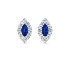 2.92 Ct Sri Lanka Sapphire And Diamond Women Stud Halo Earrings
