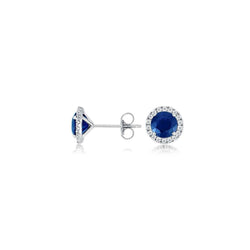 2.96 Ct Sri Lankan Sapphire Diamond Stud Earrings