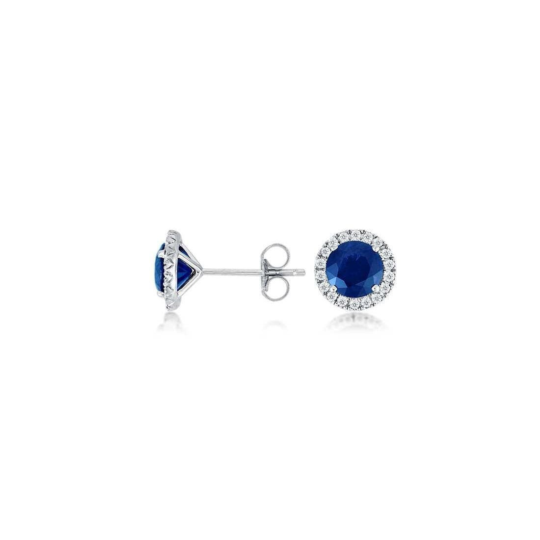2.96 Ct Sri Lankan Sapphire Diamond Stud Earrings - Gemstone Earring-harrychadent.ca