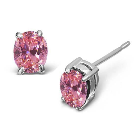 2 Ct Round Cut Pink Sapphire Stud Earring 14K White Gold - Gemstone Earring-harrychadent.ca