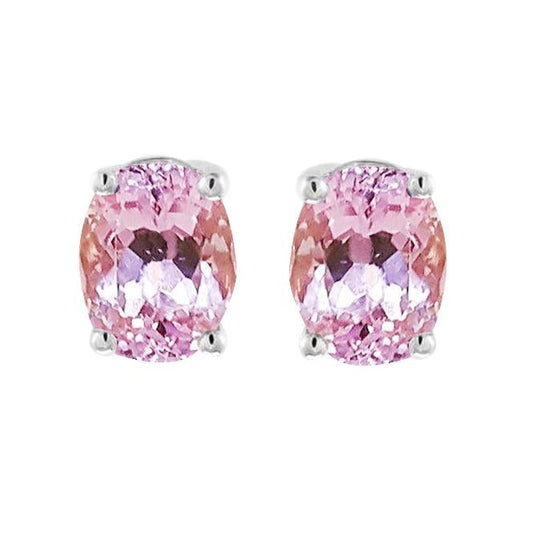 25 Carats Oval Cut Kunzite Ladies Studs Earrings White Gold 14K - Gemstone Earring-harrychadent.ca