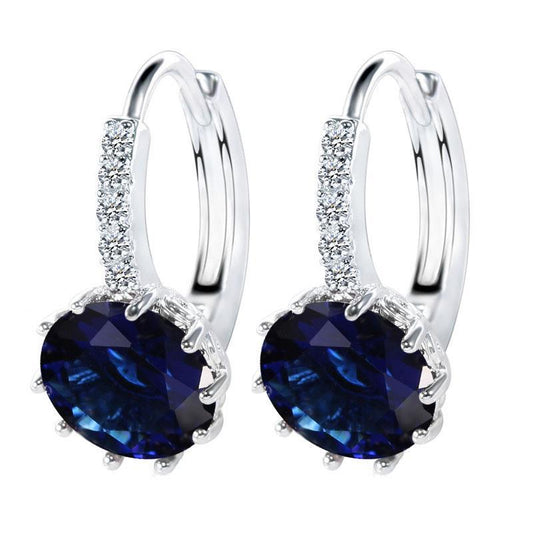 3.20 Ct Ceylon Sapphire And Diamond Hoop Earring Gold Jewelry - Gemstone Earring-harrychadent.ca