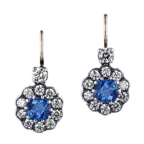 3.50 Ct. Blue Sapphire Drop Earring Diamond Gemstone Jewelry - Gemstone Earring-harrychadent.ca