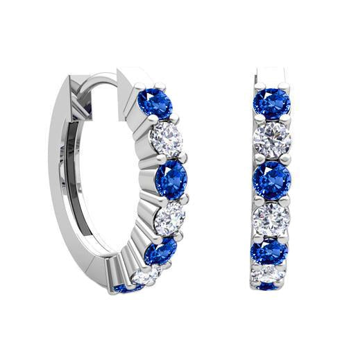 3.50 Ct Sri Lanka Sapphire Diamonds Lady Hoop Earrings White Gold 14K - Gemstone Earring-harrychadent.ca