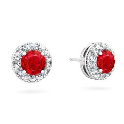 3.80 Carats Red Ruby And Diamonds Ladies Studs Earrings 14K Gold - Gemstone Earring-harrychadent.ca