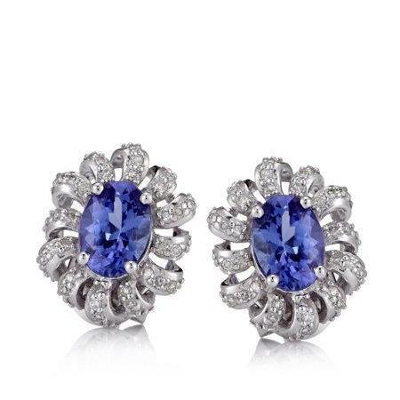 3 Ct Tanzanite And Diamonds Lady Studs Earrings Gold Jewelry - Gemstone Earring-harrychadent.ca