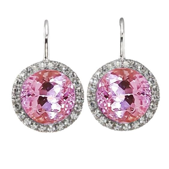 33 Carats Pink Round Cut Kunzite Diamond Earring Gold Jewelry 14K - Gemstone Earring-harrychadent.ca