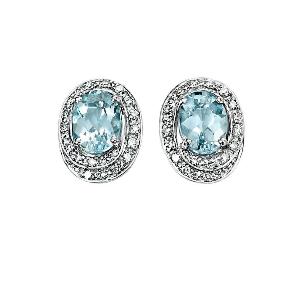 4.50 Ct Aquamarine And Diamonds Lady Studs Earring White Gold 14K - Gemstone Earring-harrychadent.ca