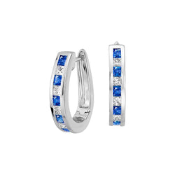 4.50 Ct Sri Lankan Sapphire Natural Earth Mined Diamond Hoop Earring 14K White Gold