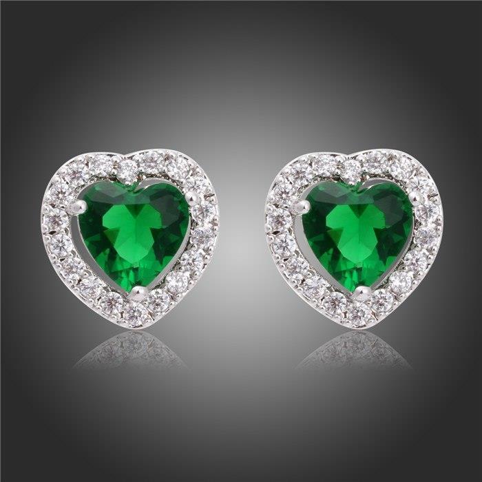 4.70 Ct Green Emerald And Diamond Stud Halo Earring - Gemstone Earring-harrychadent.ca