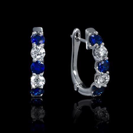 4 Carats Ceylon Sapphire Jewelry Diamond Women Hoop Earring Gold - Gemstone Earring-harrychadent.ca