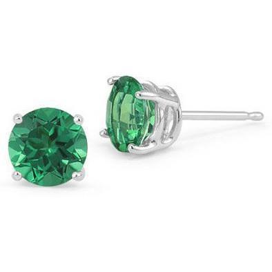 4 Ct Round Solitaire Green Sapphire Stud Earring White Gold 14K - Gemstone Earring-harrychadent.ca