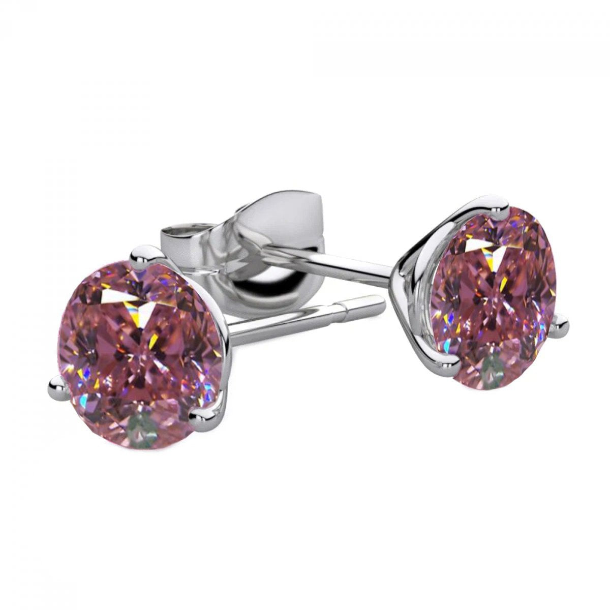 4 Ct Round Solitaire Pink Sapphire Stud Gold Earring Lady Jewelry - Gemstone Earring-harrychadent.ca