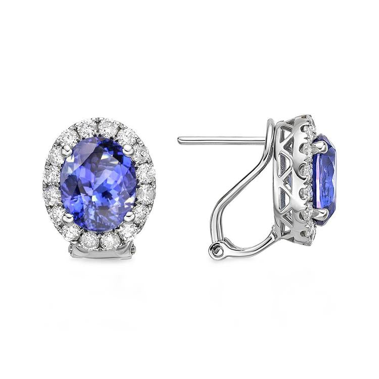 5.10 Ct. Tanzanite With Diamond Women Studs Earrings White Gold 14K - Gemstone Earring-harrychadent.ca