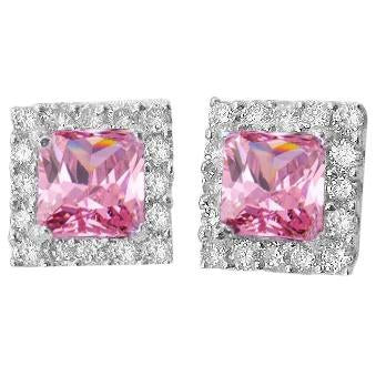 5 Carats Pink Sapphire With Studs Earring 14K White Gold - Gemstone Earring-harrychadent.ca