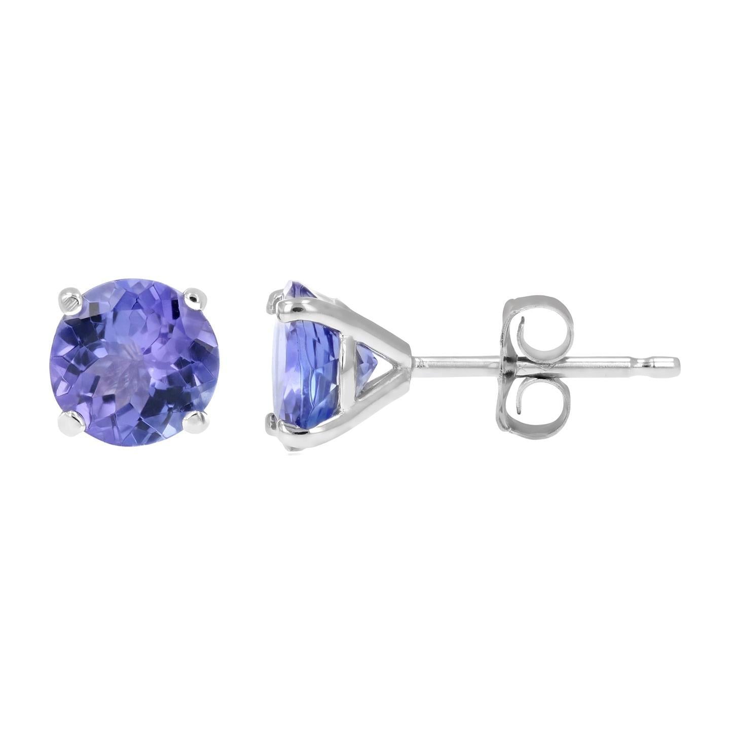 5 Carats Tanzanite Women Studs Earrings 14K White Gold - Gemstone Earring-harrychadent.ca