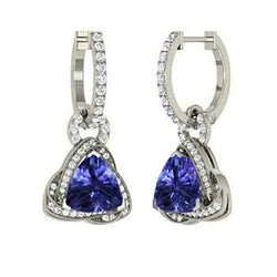 5 Ct Tanzanite And Diamonds Lady Dangle Earrings White Gold 14K