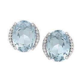 6.36 Carats Aquamarine With Diamonds Studs Earrings White Gold 14K - Gemstone Earring-harrychadent.ca