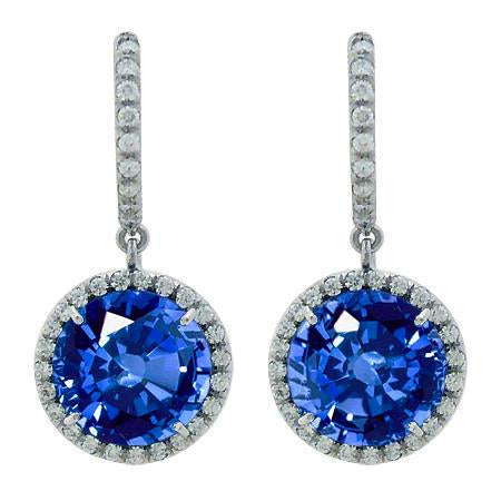 6.50 Carats Emerald And Diamond Drop Earrings White Gold 14K - Gemstone Earring-harrychadent.ca