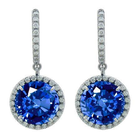 6.50 Carats Emerald And Diamond Drop Earrings White Gold 14K - Gemstone Earring-harrychadent.ca