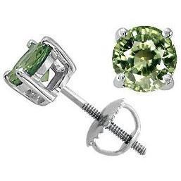 6 Ct Solitaire Round Green Sapphire Earring 14K White Gold - Gemstone Earring-harrychadent.ca