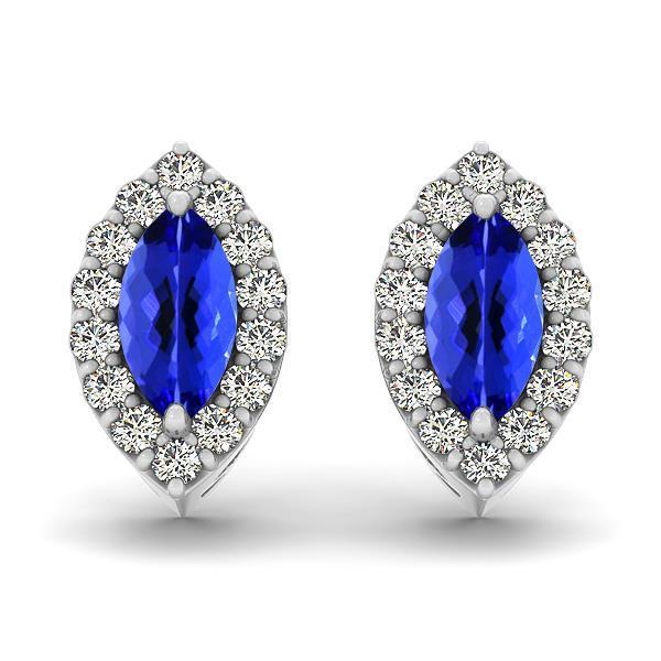 7 Carat Marquise Tanzanite And Diamond Stud Earrings White Gold - Gemstone Earring-harrychadent.ca