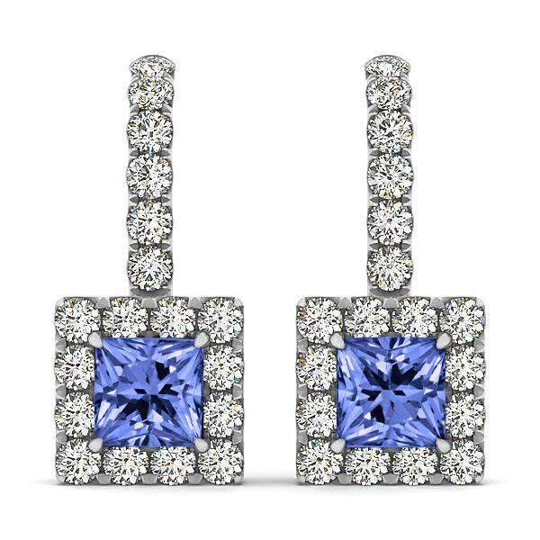 7 Ct Tanzanite And Diamonds Lady Dangle Earrings White Gold 14K - Gemstone Earring-harrychadent.ca