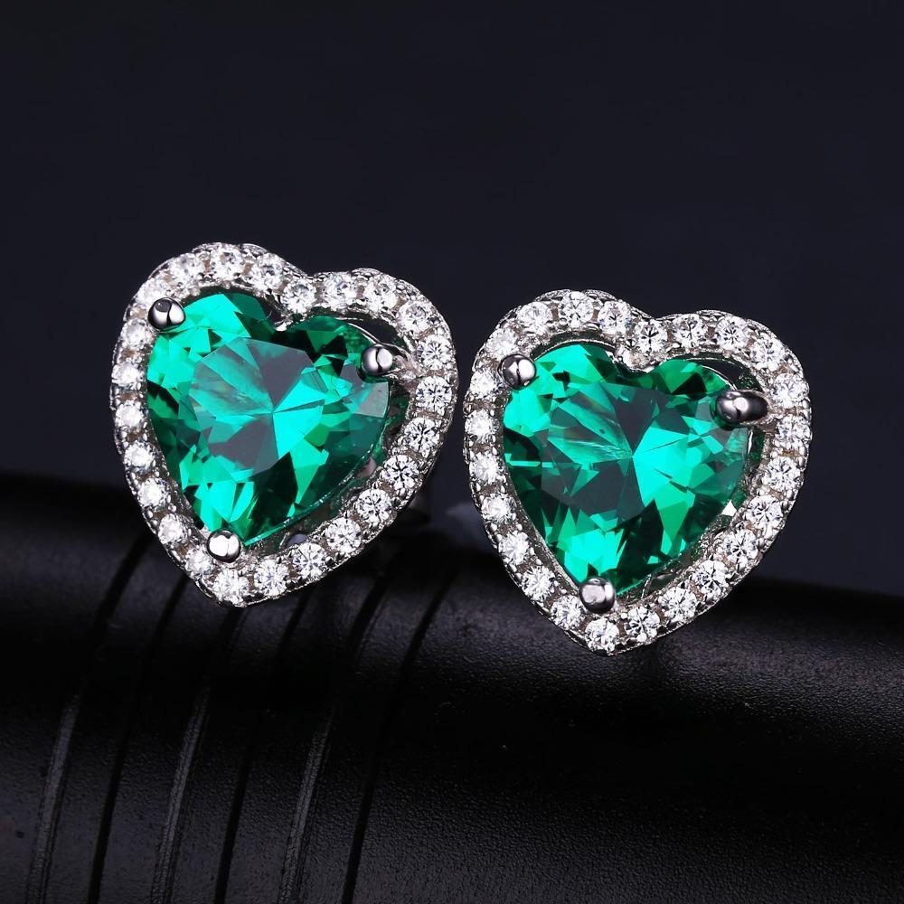 8.50 Ct Halo Heart Cut Green Emerald With Diamond Stud Earring - Gemstone Earring-harrychadent.ca