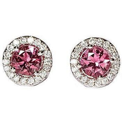 8.70 Carats Round Tourmaline With Pave Natural Earth Mined Diamonds Stud Earrings