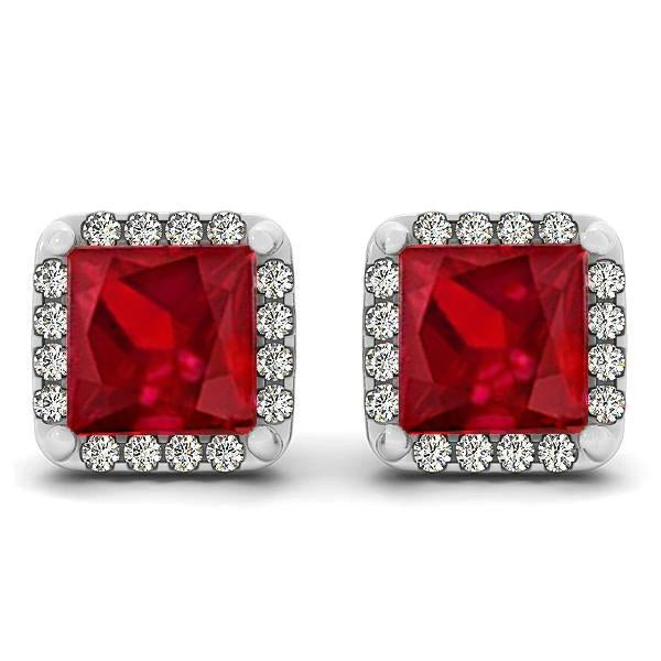 8 Carats Ruby With Pave Diamond Stud Earrings Jewelry - Gemstone Earring-harrychadent.ca