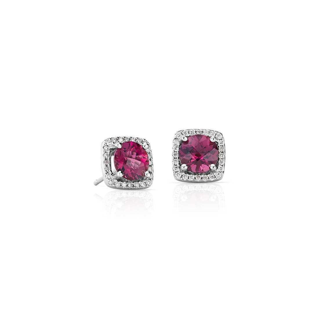 8 Ct Pink Tourmaline And Diamond Stud Lady Earring White Gold 14K - Gemstone Earring-harrychadent.ca