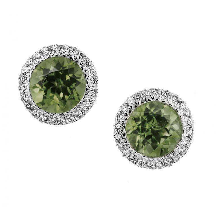9.50 Ct Green Tourmaline Diamond Ladies Stud Earring Gold Jewelry - Gemstone Earring-harrychadent.ca