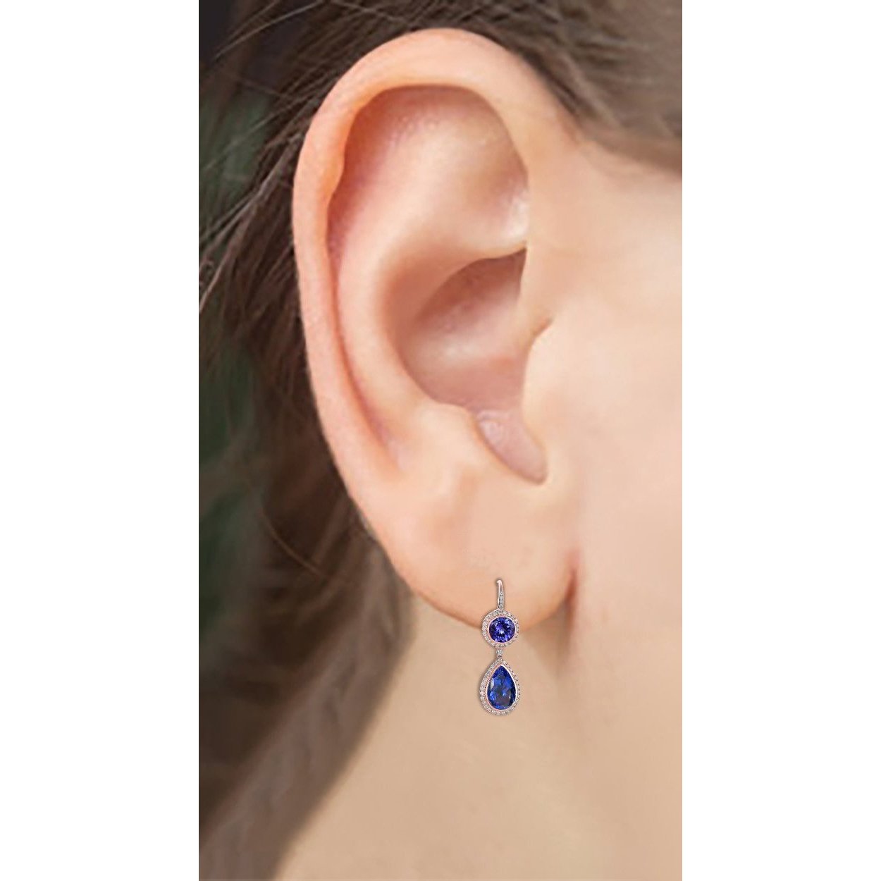 9 Carat Tanzanite Dangle Earrings With 14K White Gold - Gemstone Earring-harrychadent.ca
