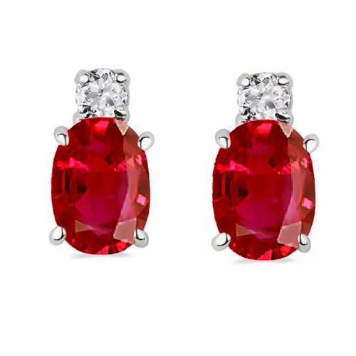 Big Red Ruby And Diamond Women Stud Earrings 11 Carat WG 14K - Gemstone Earring-harrychadent.ca