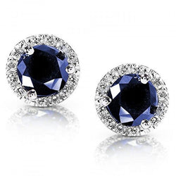 Big Sri Lankan Sapphire Diamond Stud Earring White Gold 14K 5.32 Carats