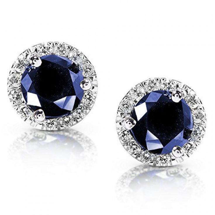 Big Sri Lankan Sapphire Diamond Stud Earring White Gold 14K 5.32 Carats - Gemstone Earring-harrychadent.ca