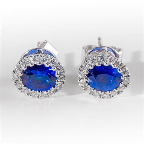 Ceylon Blue Sapphire Diamond Women Earring White Gold 2.60 Ct - Gemstone Earring-harrychadent.ca
