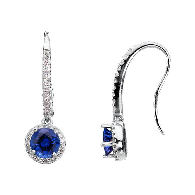 Ceylon Sapphire & Diamond Earrings 5.50 Carats White Gold Jewelry - Gemstone Earring-harrychadent.ca