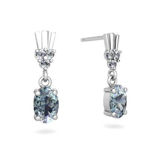 Dangle Earrings White Gold 7.30 Carats Aquamarine And Diamonds - Gemstone Earring-harrychadent.ca