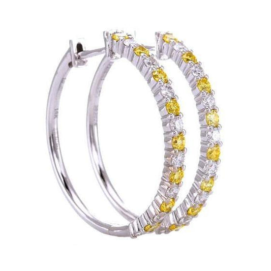 Diamond Hoop Earrings 4.80 Carats Yellow Sapphires Jewelry - Gemstone Earring-harrychadent.ca