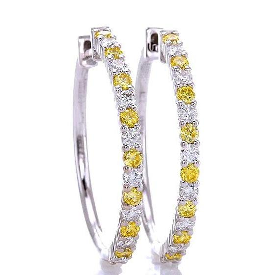 Diamond Hoop Earrings 4.80 Carats Yellow Sapphires Jewelry - Gemstone Earring-harrychadent.ca