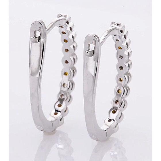 Diamond Round Hoop Earrings 2 Carats Sapphires White Gold 14K - Gemstone Earring-harrychadent.ca