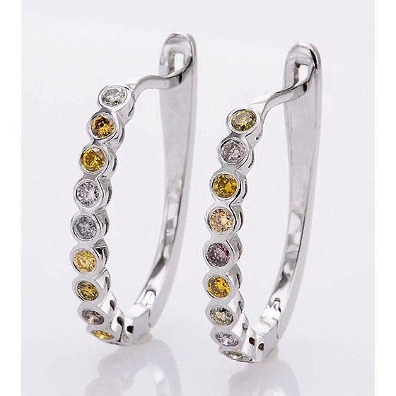 Diamond Round Hoop Earrings 2 Carats Sapphires White Gold 14K - Gemstone Earring-harrychadent.ca