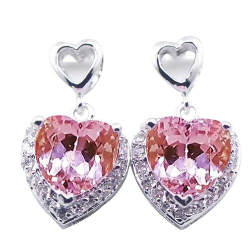 Diamond Stud Women Earring 20.28 Ct White Gold Heart Cut Kunzite - Gemstone Earring-harrychadent.ca